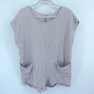 Grade & Gather cotton gauzy textured cap sleeve one piece romper sz L
